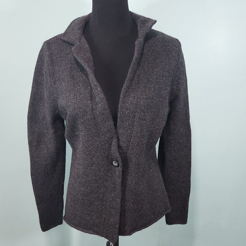 Women's Dark Charcoal Button-Front Knit Cardigan